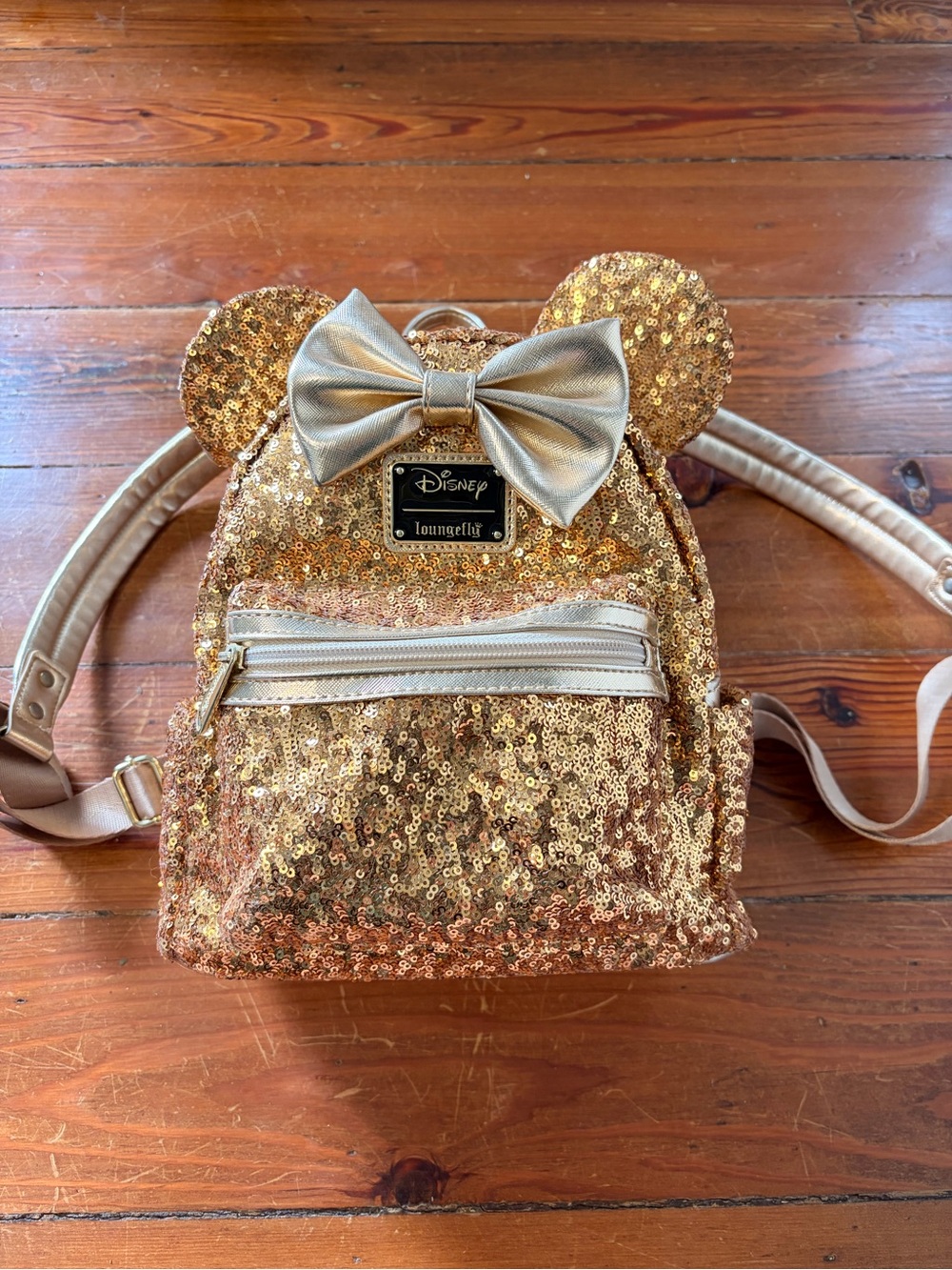 Loungefly Disney Gold Sequin Minnie Ear Mini Backpack